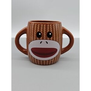 Sock Monkey Coffee Tea Cup Double Handled Ceramic Mug by Galerie